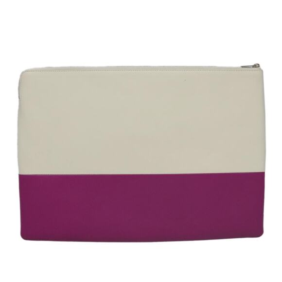CELINE Clutch Bag Leather Purple White Silver - Picture 2 of 16